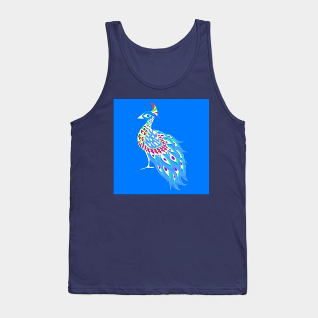 blue rainbow shining phoenix peacock ecopop pattern Tank Top by jorge_lebeau